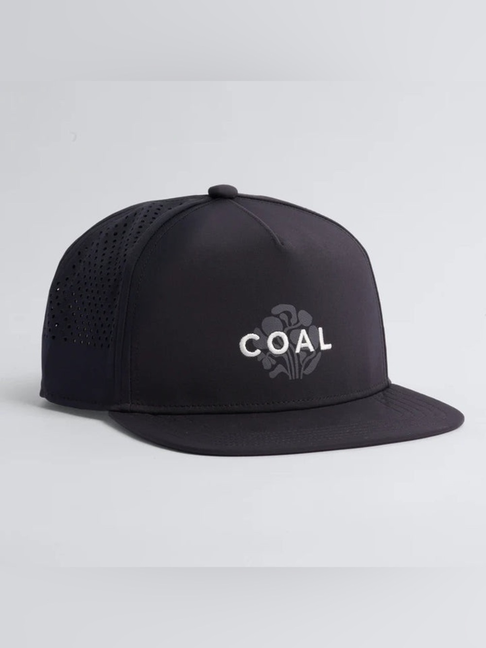 Coal Black Snapback Hat Flat Brim Classic Breathable Lightweight Vented